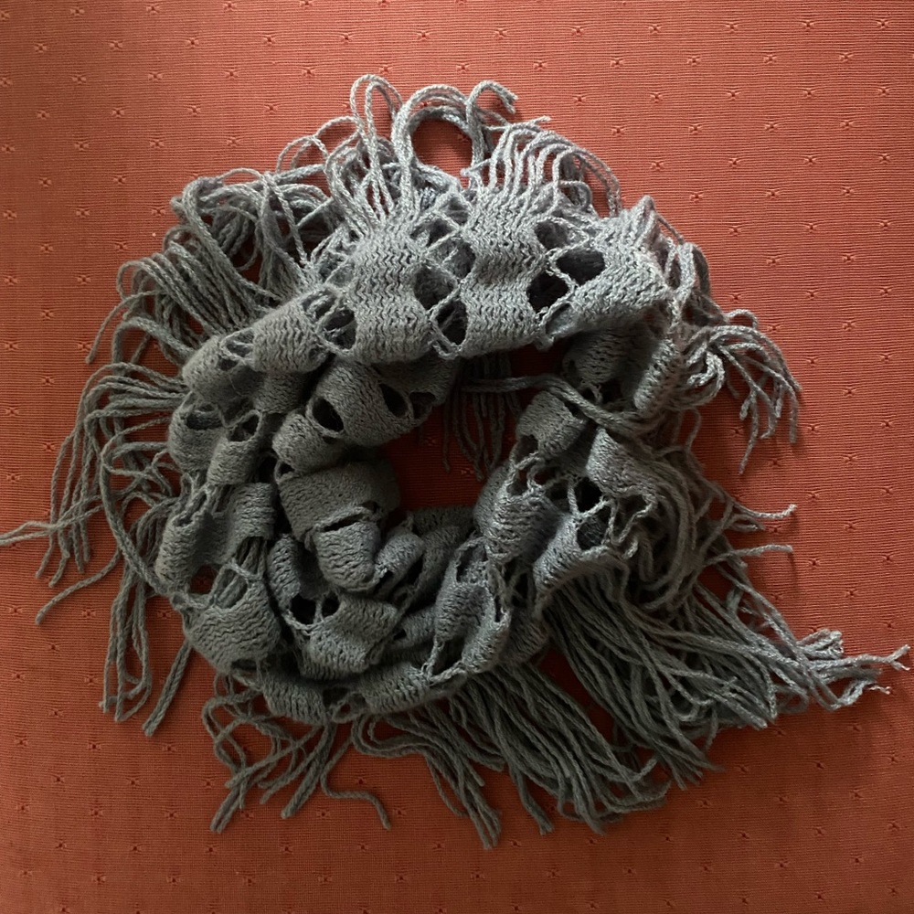 Blue Fringe Infinity Scarf